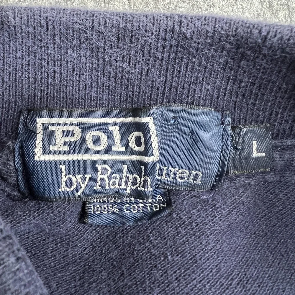 Vintage Polo Ralph Lauren Polo Shirt Mens L Purple Stripe Long Sleeve Rugby USA